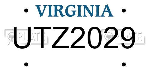 UTZ2029 Virginia License Plate