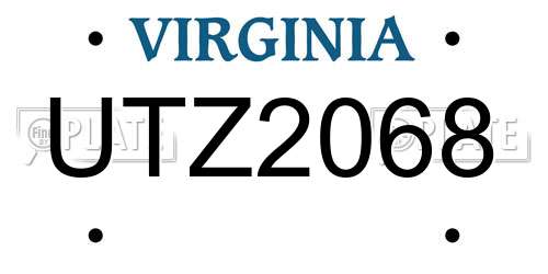 UTZ2068 Virginia License Plate