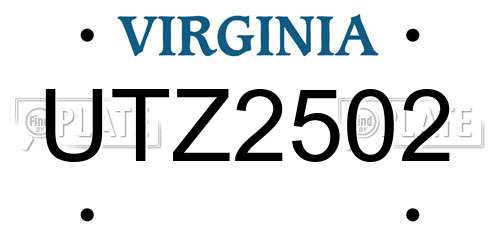 UTZ2502 Virginia License Plate