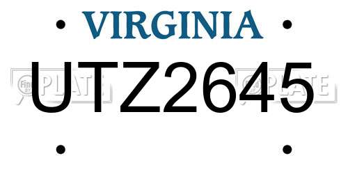 UTZ2645 Virginia License Plate