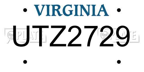 UTZ2729 Virginia License Plate