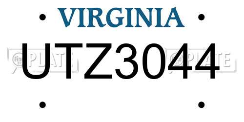 UTZ3044 Virginia License Plate