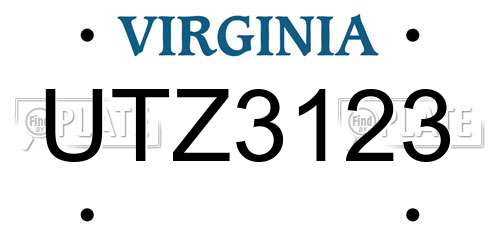 UTZ3123 Virginia License Plate