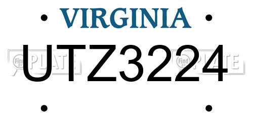 UTZ3224 Virginia License Plate