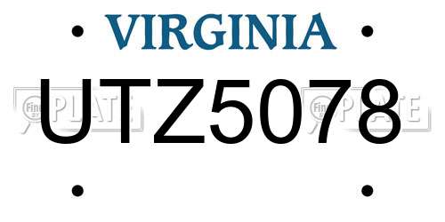 UTZ5078 Virginia License Plate