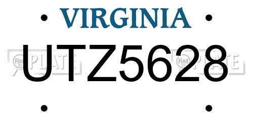 UTZ5628 Virginia License Plate