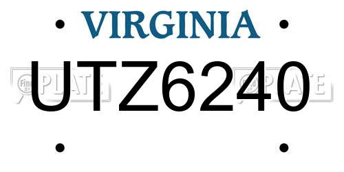 UTZ6240 Virginia License Plate