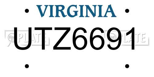 UTZ6691 Virginia License Plate