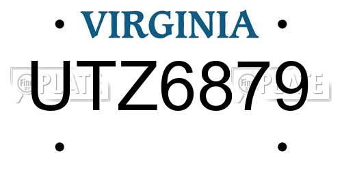 UTZ6879 Virginia License Plate