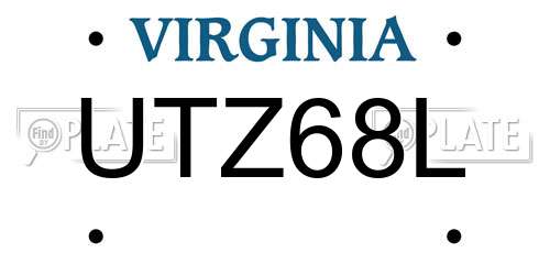 UTZ68L Virginia License Plate