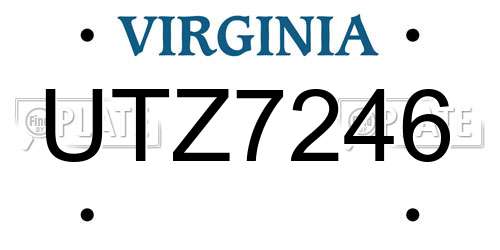 UTZ7246 Virginia License Plate