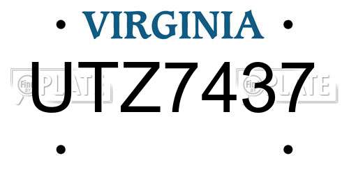 UTZ7437 Virginia License Plate