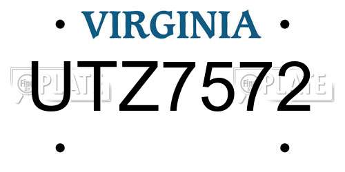 UTZ7572 Virginia License Plate
