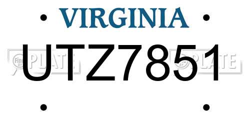 UTZ7851 Virginia License Plate