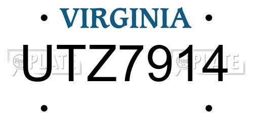 UTZ7914 Virginia License Plate