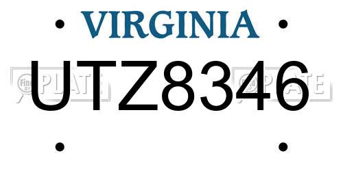 UTZ8346 Virginia License Plate