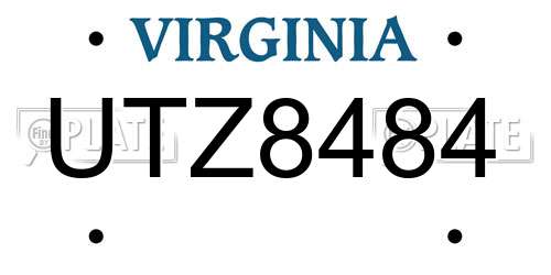 UTZ8484 Virginia License Plate