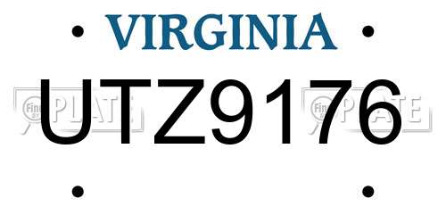 UTZ9176 Virginia License Plate