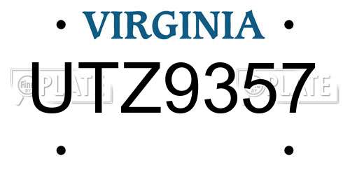 UTZ9357 Virginia License Plate