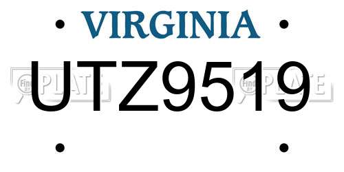 UTZ9519 Virginia License Plate