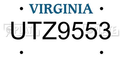 UTZ9553 Virginia License Plate