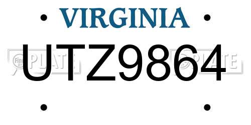 UTZ9864 Virginia License Plate