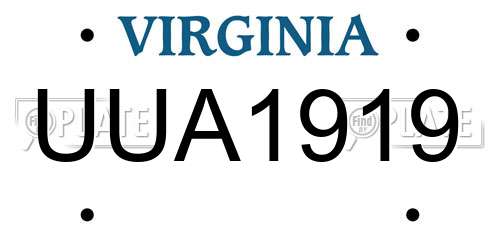 UUA1919 Virginia License Plate