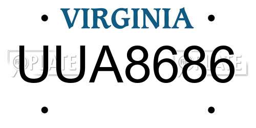 UUA8686 Virginia License Plate
