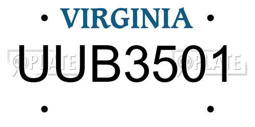 UUB3501 Virginia License Plate