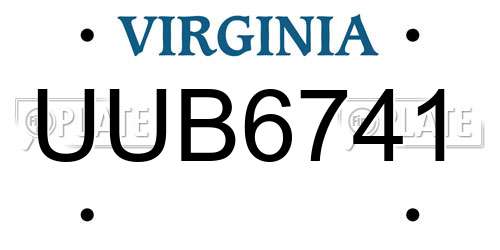 UUB6741 Virginia License Plate