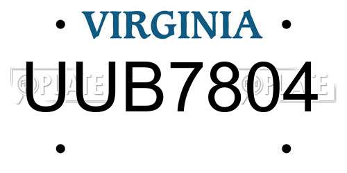 UUB7804 Virginia License Plate