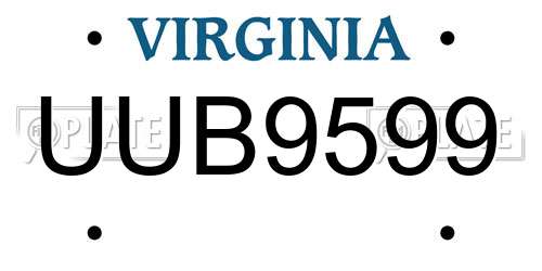 UUB9599 Virginia License Plate