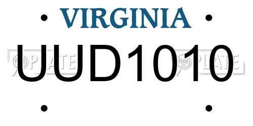 UUD1010 Virginia License Plate