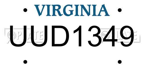 UUD1349 Virginia License Plate
