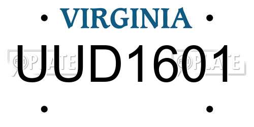 UUD1601 Virginia License Plate