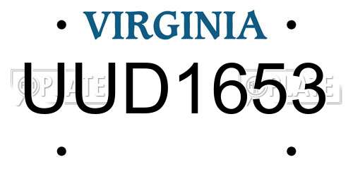 UUD1653 Virginia License Plate