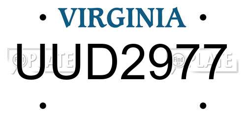 UUD2977 Virginia License Plate