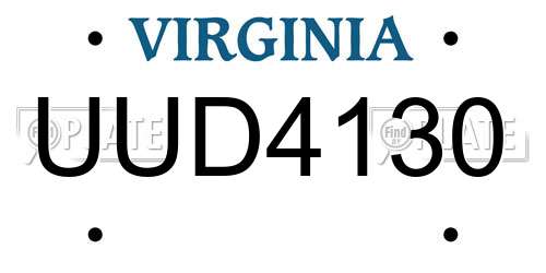 UUD4130 Virginia License Plate