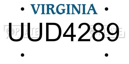 UUD4289 Virginia License Plate