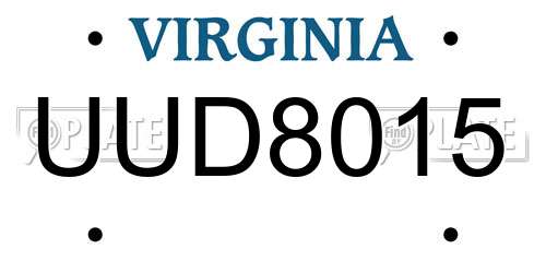 UUD8015 Virginia License Plate