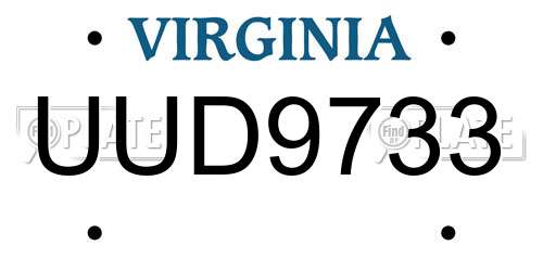 UUD9733 Virginia License Plate