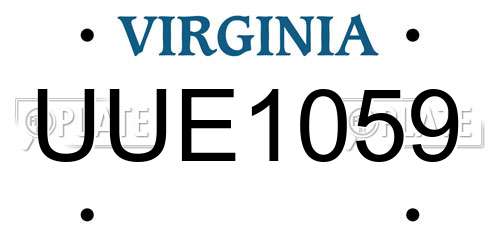 UUE1059 Virginia License Plate