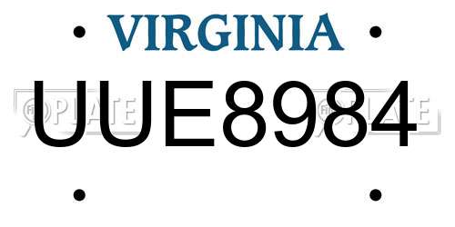 UUE8984 Virginia License Plate