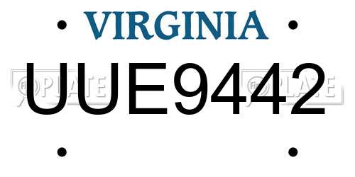 UUE9442 Virginia License Plate