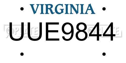 UUE9844 Virginia License Plate
