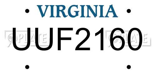 UUF2160 Virginia License Plate