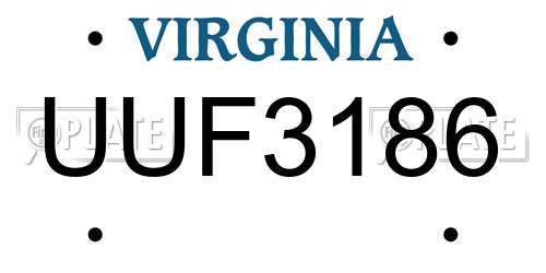 UUF3186 Virginia License Plate