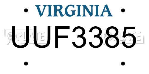 UUF3385 Virginia License Plate