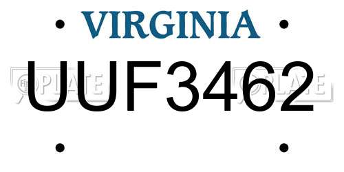 UUF3462 Virginia License Plate