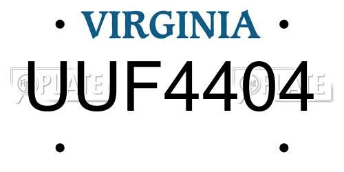 UUF4404 Virginia License Plate